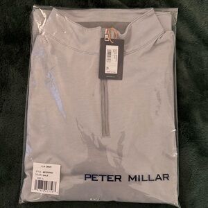 Peter Millar Albatross Cotton-Blend Piqué Quarter Zip Gale Grey